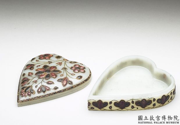 印度 玉貼花葉形盒